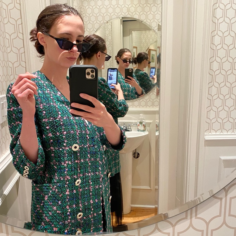 Green tweed jacket - Gucci meets Chanel vibe